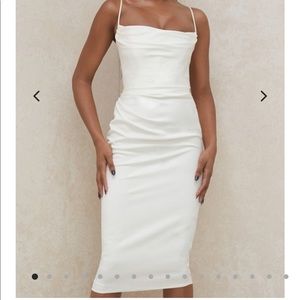 House of cb white satin Anja dress